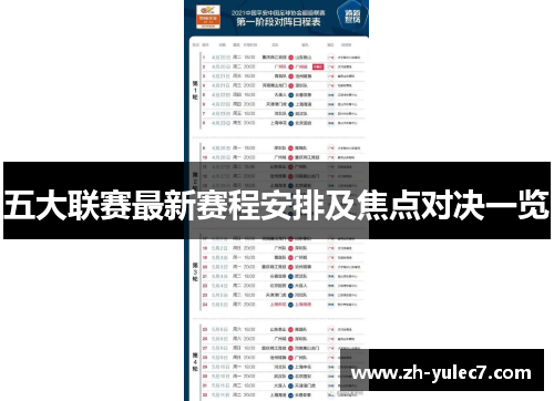 五大联赛最新赛程安排及焦点对决一览